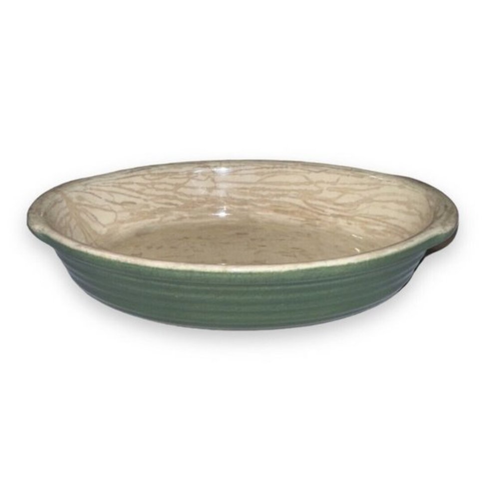 Emile Henry France Oval Green Baking Dish 01.68 Two Tone Marbleized Inside Rare